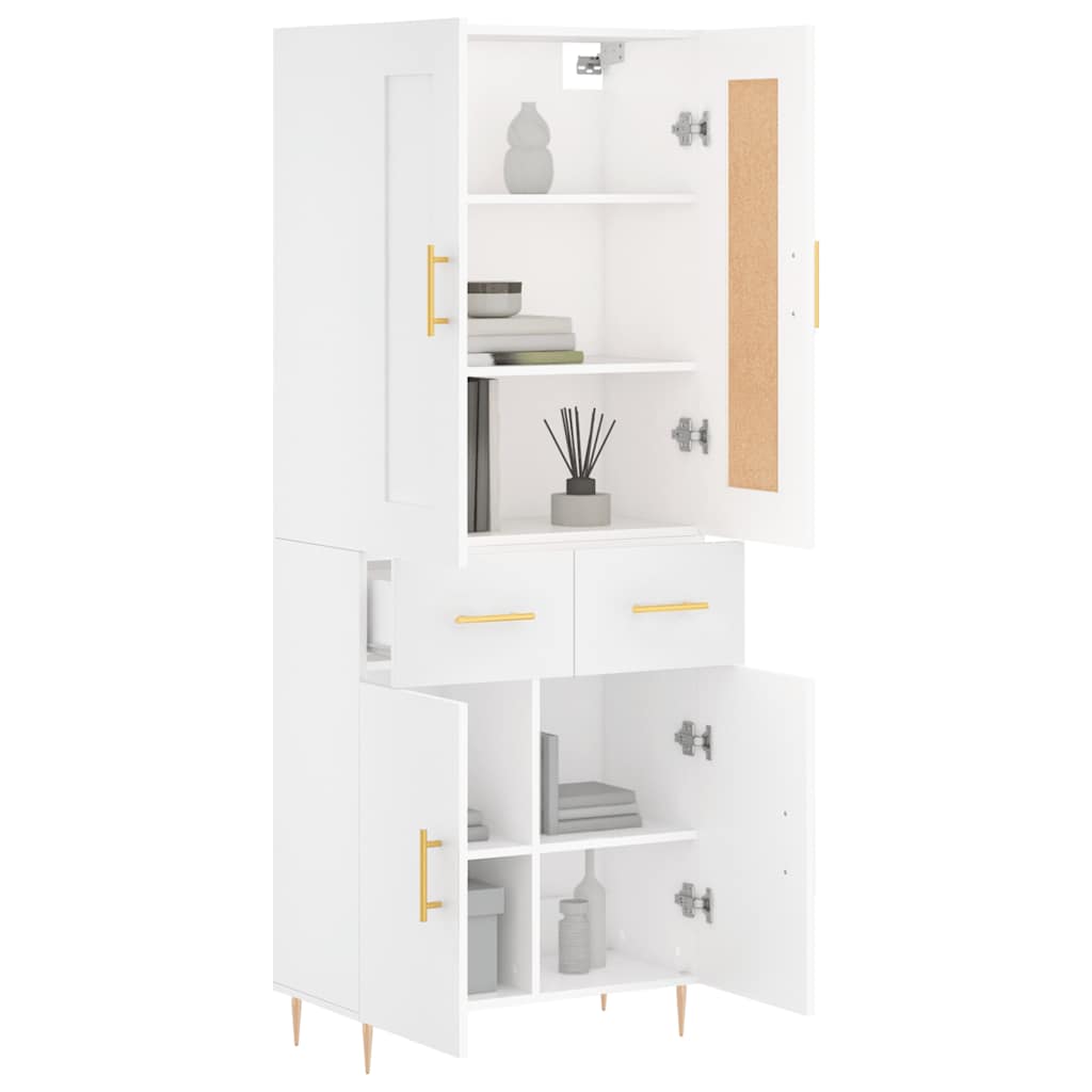 Visoka komoda bijela 69,5x34x180 cm konstruirano drvo
