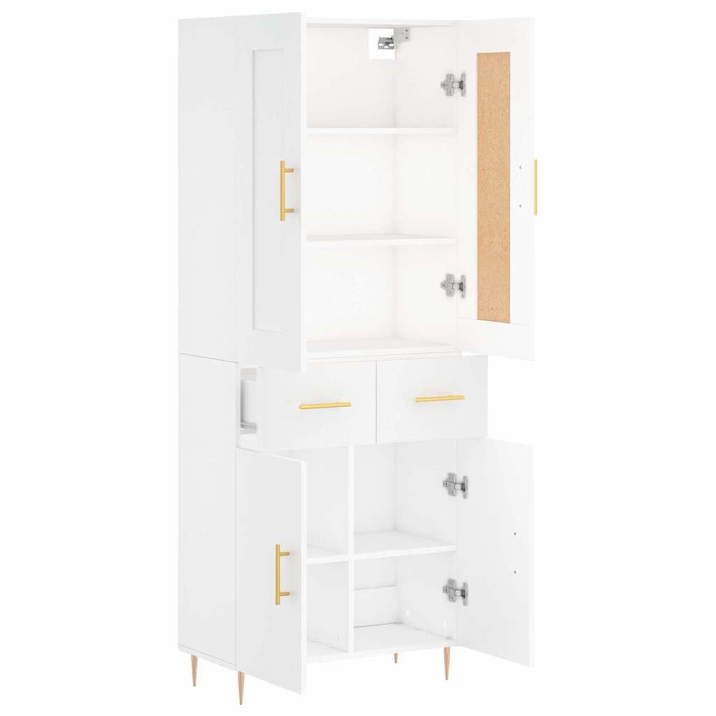 Visoka komoda bijela 69,5x34x180 cm konstruirano drvo
