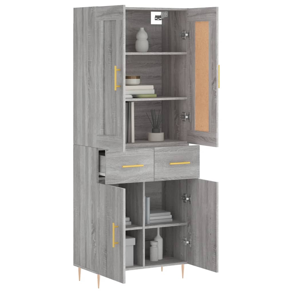 Visoka komoda siva sonome 69,5x34x180 cm od konstruiranog drva
