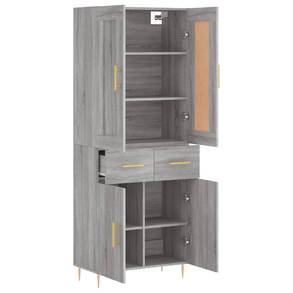 Visoka komoda siva sonome 69,5x34x180 cm od konstruiranog drva