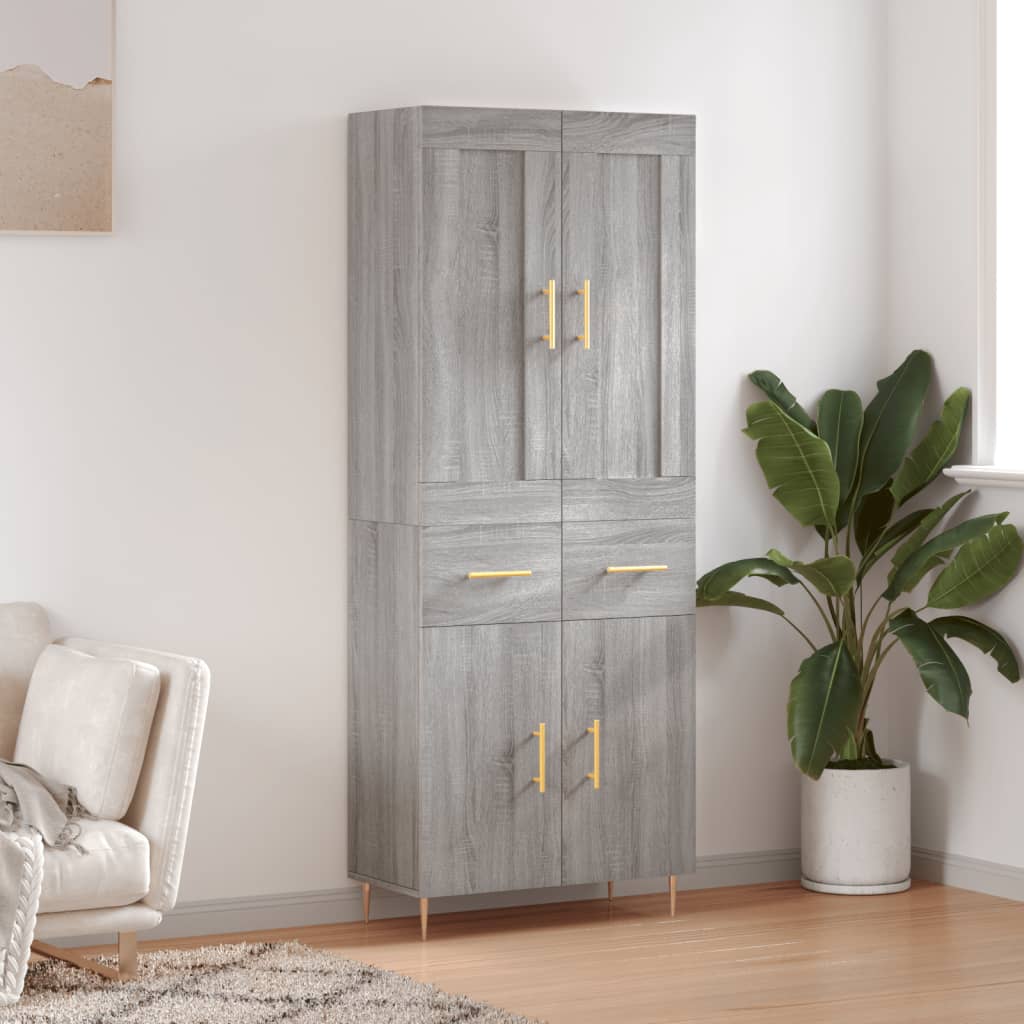 Visoka komoda siva sonome 69,5x34x180 cm od konstruiranog drva