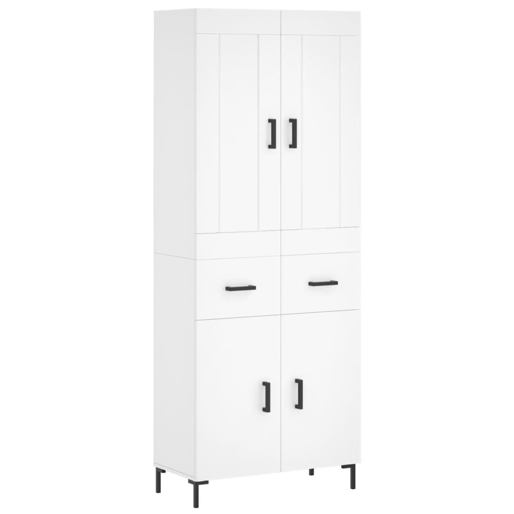 Visoka komoda bijela 69,5x34x180 cm konstruirano drvo