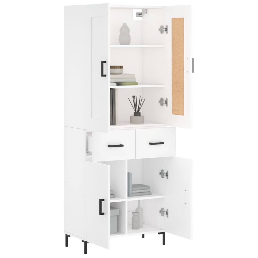 Visoka komoda bijela 69,5x34x180 cm konstruirano drvo