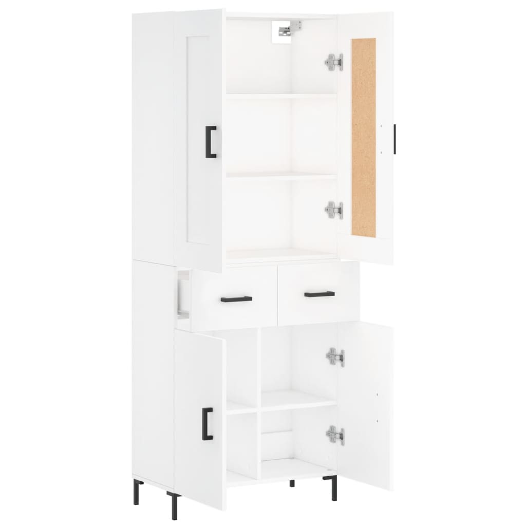 Visoka komoda bijela 69,5x34x180 cm konstruirano drvo