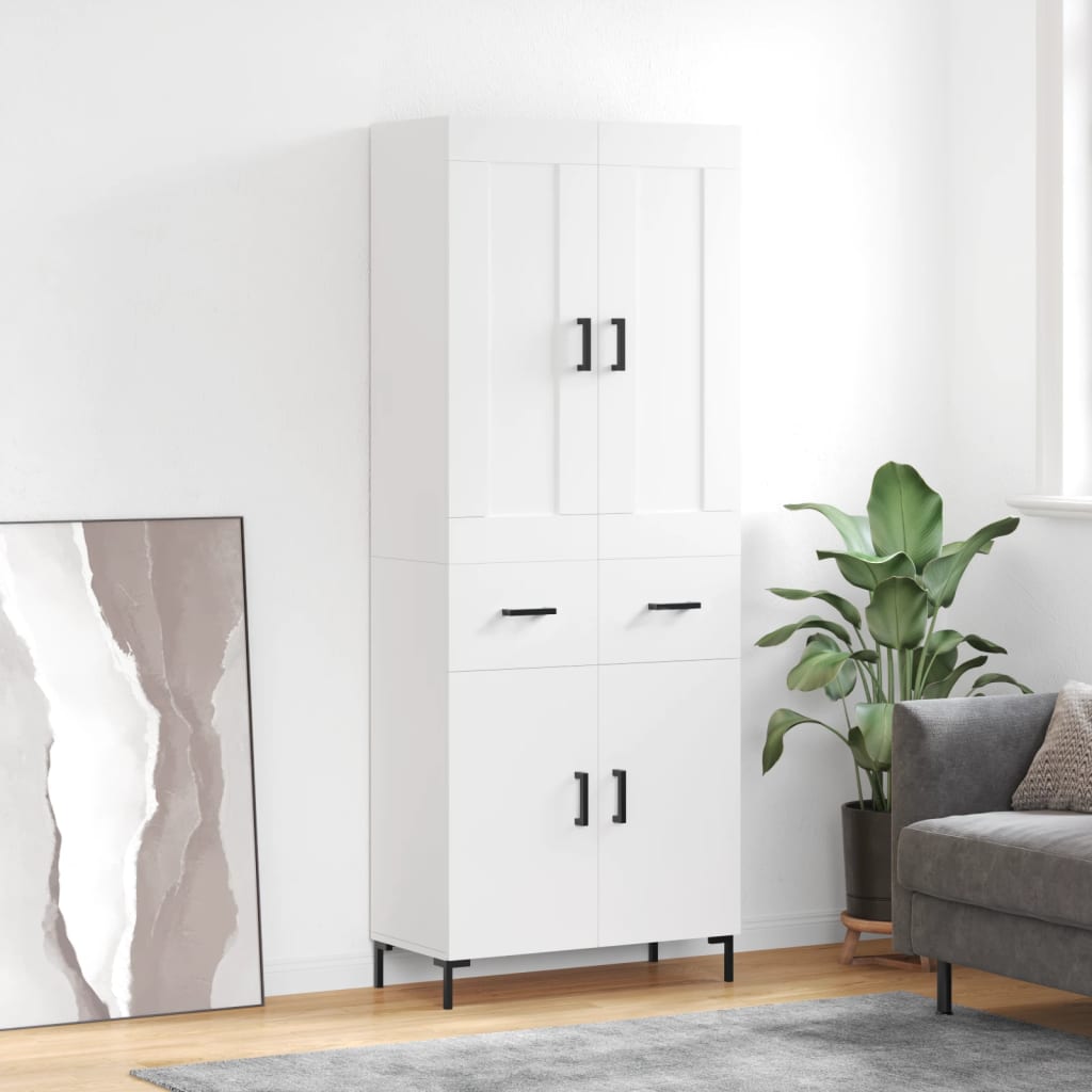 Visoka komoda bijela 69,5x34x180 cm konstruirano drvo