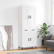 Visoka komoda bijela 69,5x34x180 cm konstruirano drvo