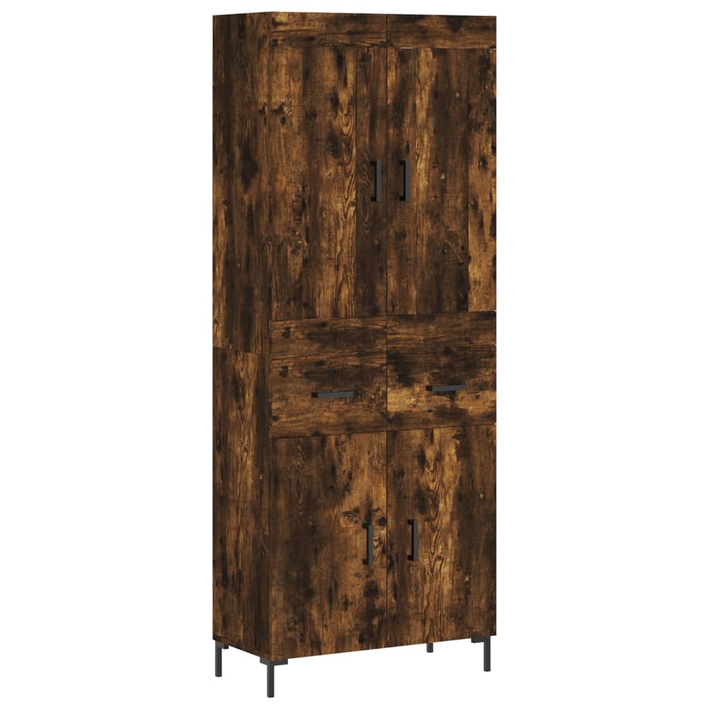 Visoka komoda dimljeni hrast 69,5x34x180 cm konstruiranog drva