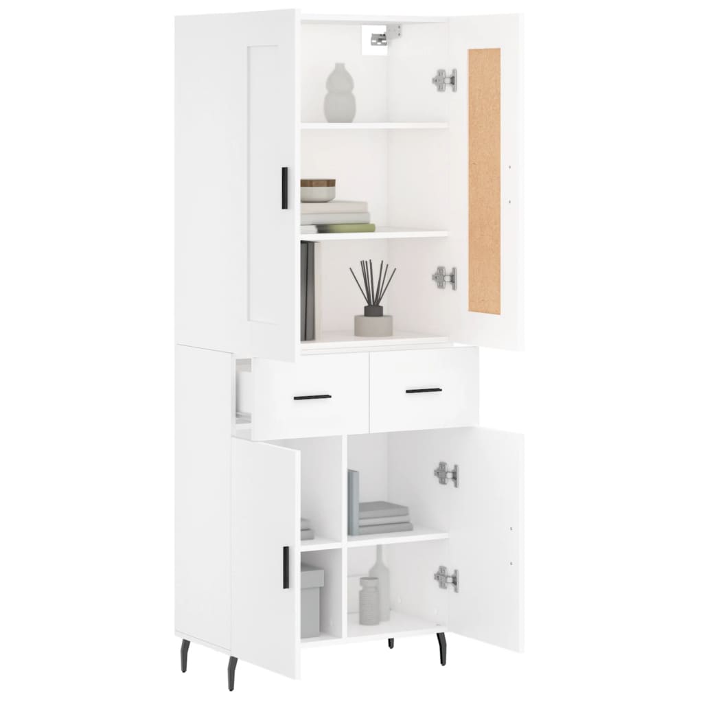 Visoka komoda bijela 69,5x34x180 cm konstruirano drvo