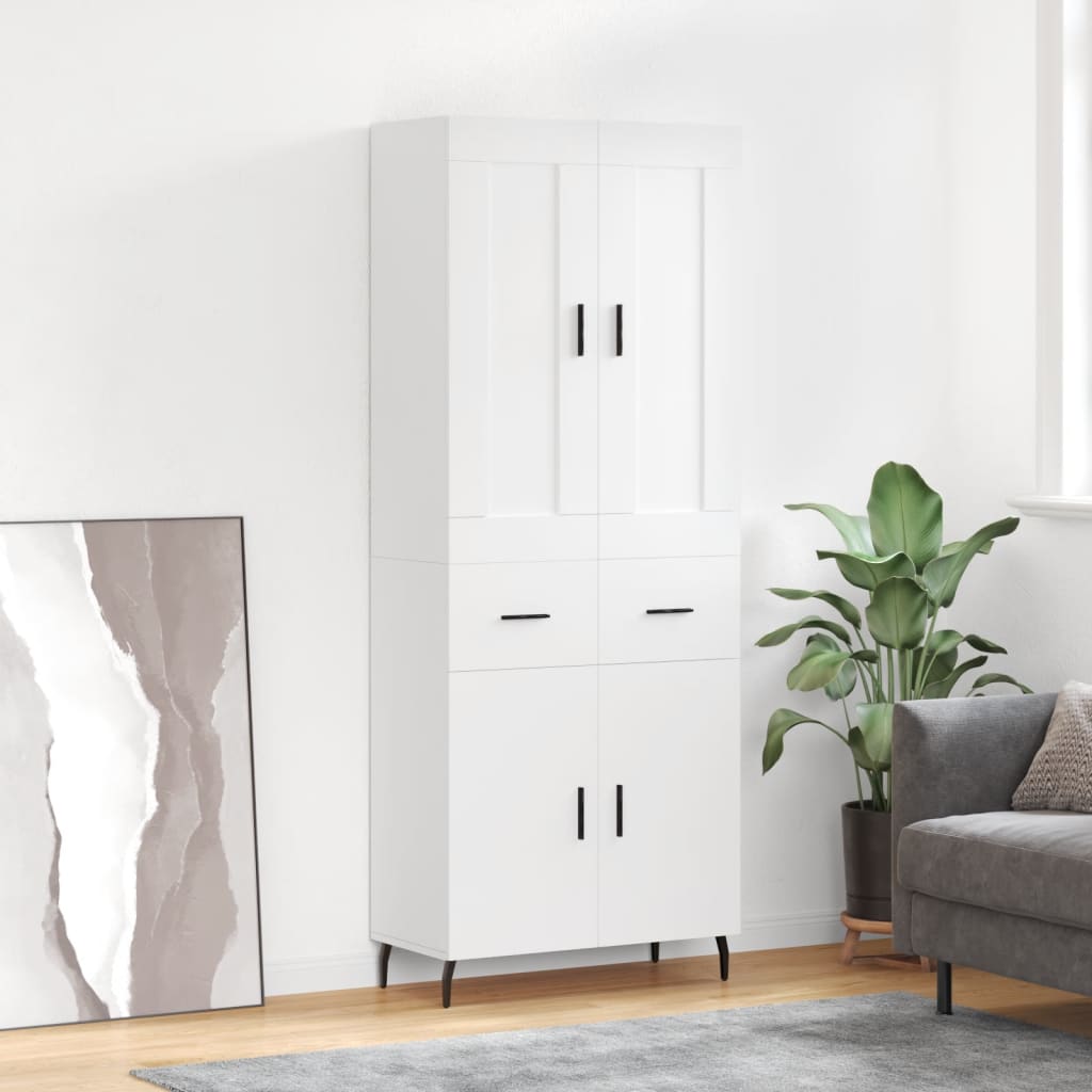 Visoka komoda bijela 69,5x34x180 cm konstruirano drvo