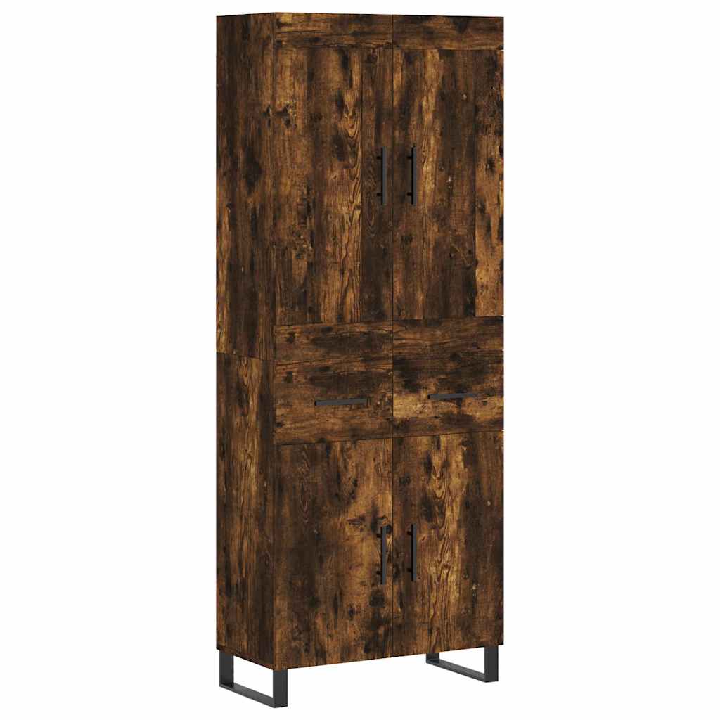 Visoka komoda dimljeni hrast 69,5x34x180 cm konstruiranog drva