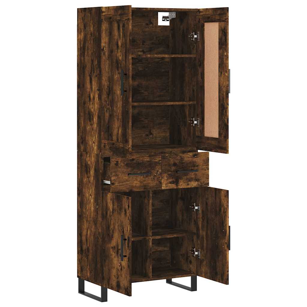 Visoka komoda dimljeni hrast 69,5x34x180 cm konstruiranog drva