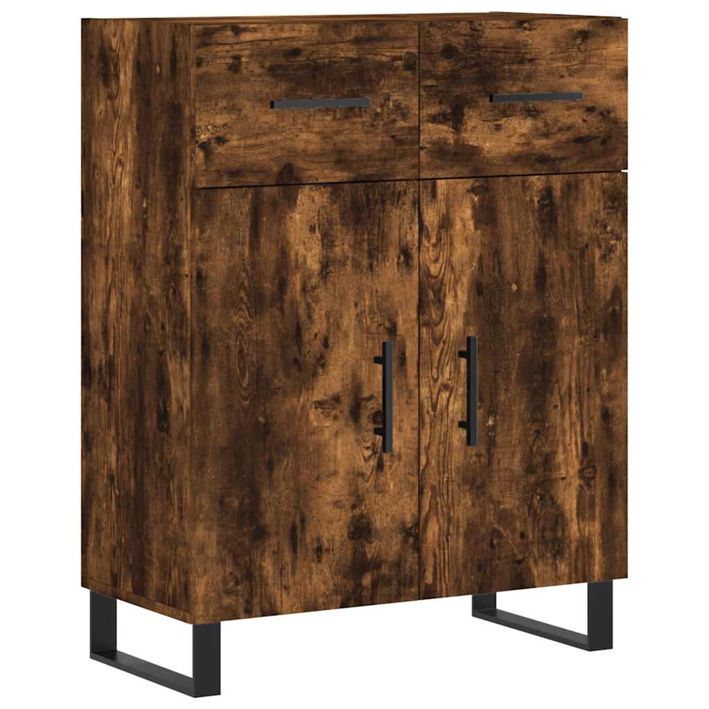 Visoka komoda dimljeni hrast 69,5x34x180 cm konstruiranog drva