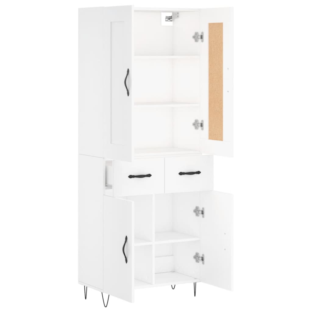 Visoka komoda bijela 69,5x34x180 cm konstruirano drvo