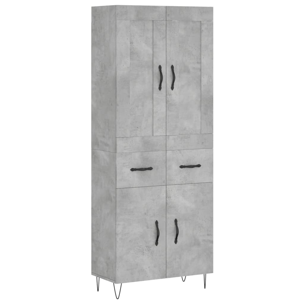 Visoka komoda siva betona 69,5x34x180 cm od konstruiranog drva