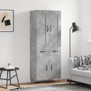 Visoka komoda siva betona 69,5x34x180 cm od konstruiranog drva