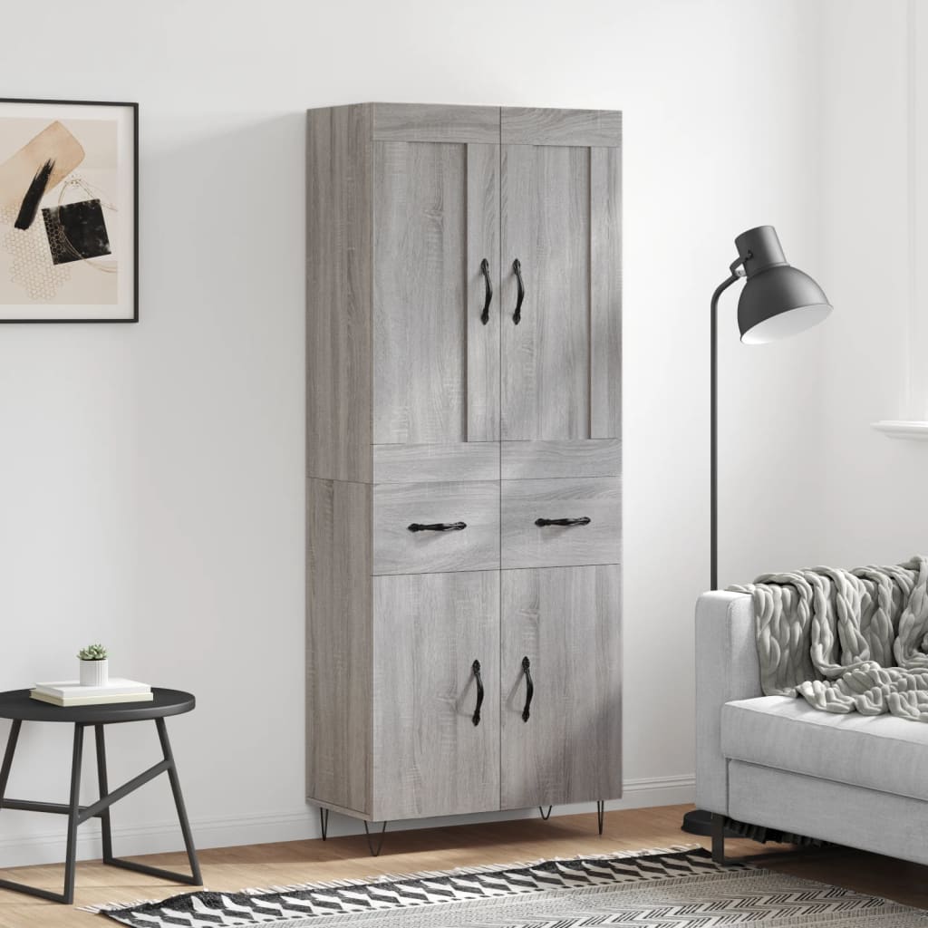 Visoka komoda siva sonome 69,5x34x180 cm od konstruiranog drva