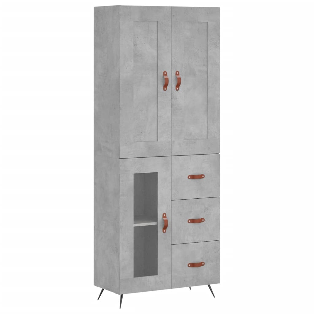 Visoka komoda siva betona 69,5x34x180 cm od konstruiranog drva