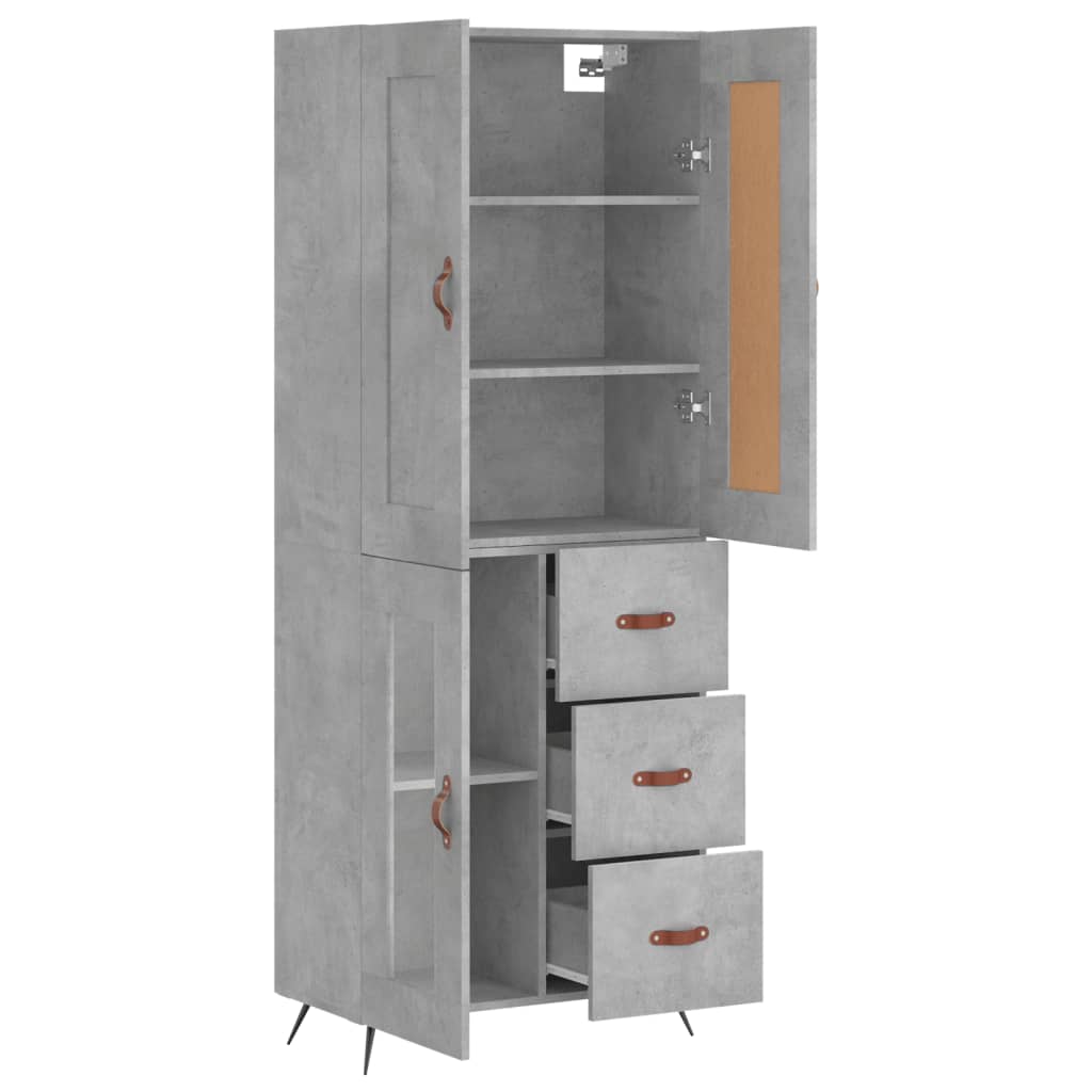 Visoka komoda siva betona 69,5x34x180 cm od konstruiranog drva