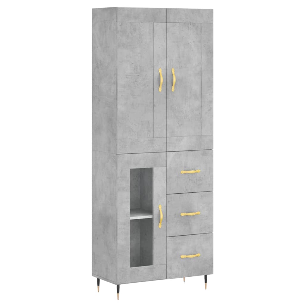 Visoka komoda siva betona 69,5x34x180 cm od konstruiranog drva