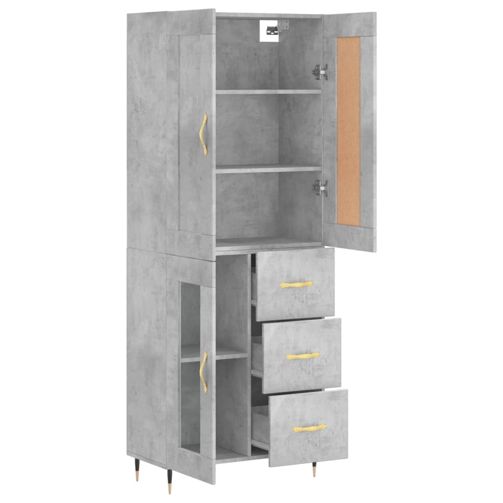Visoka komoda siva betona 69,5x34x180 cm od konstruiranog drva