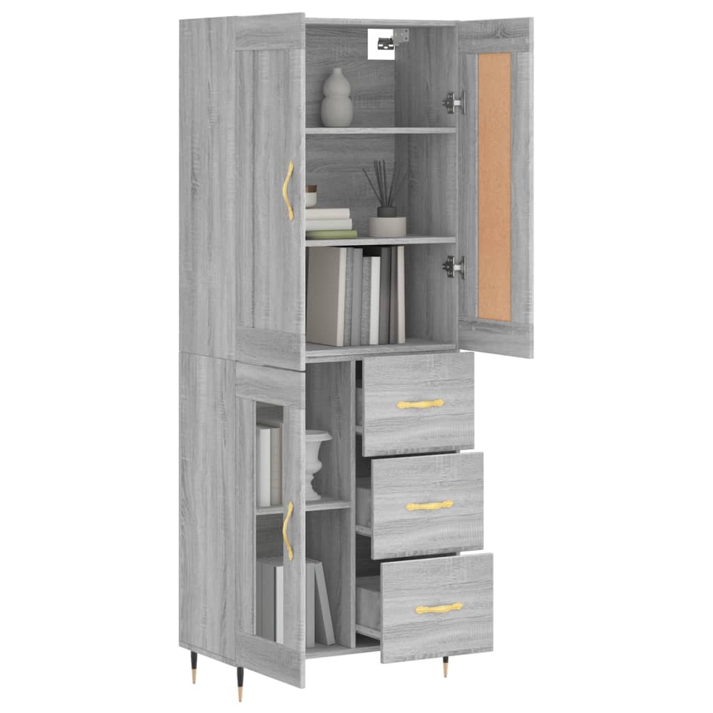 Visoka komoda siva sonome 69,5x34x180 cm od konstruiranog drva