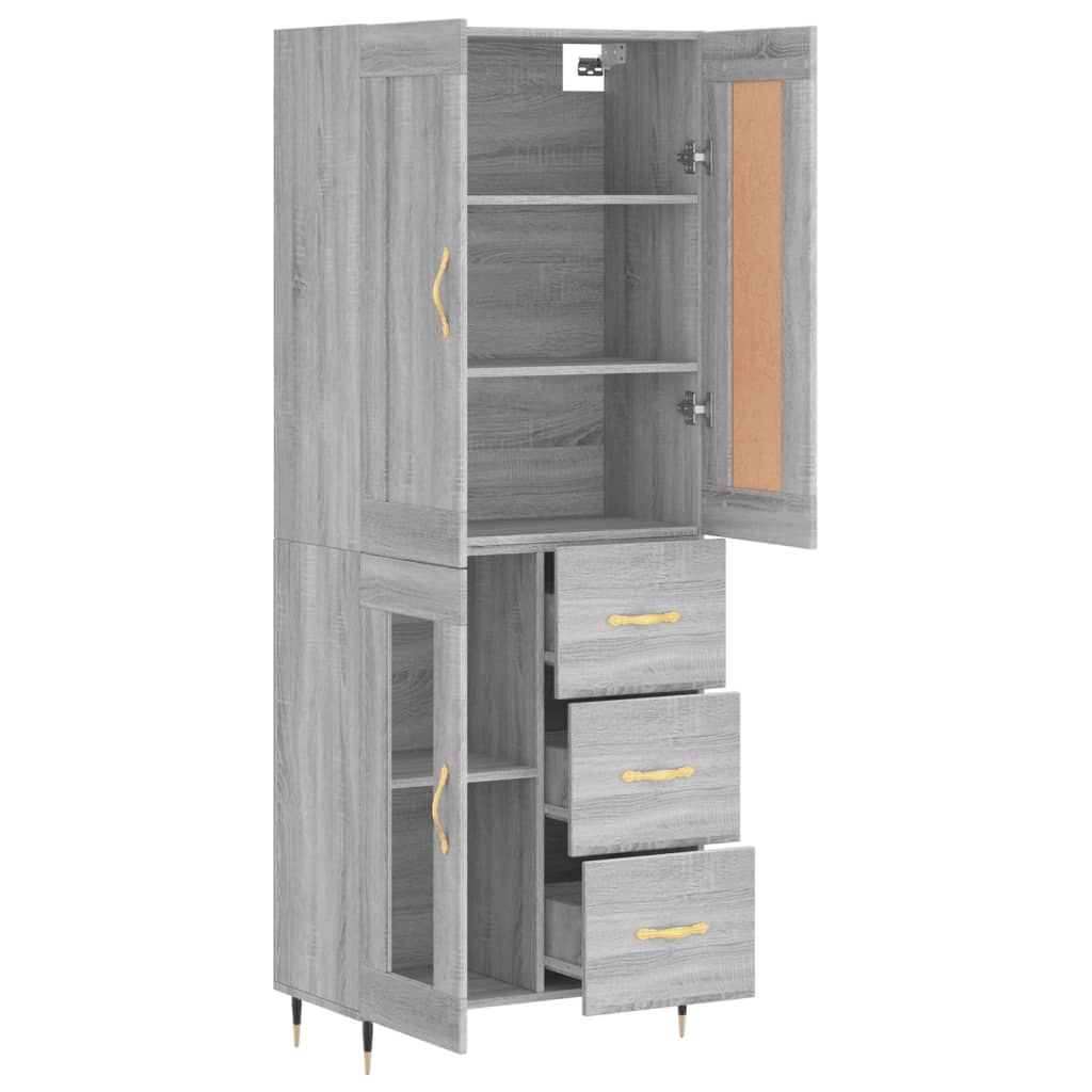 Visoka komoda siva sonome 69,5x34x180 cm od konstruiranog drva