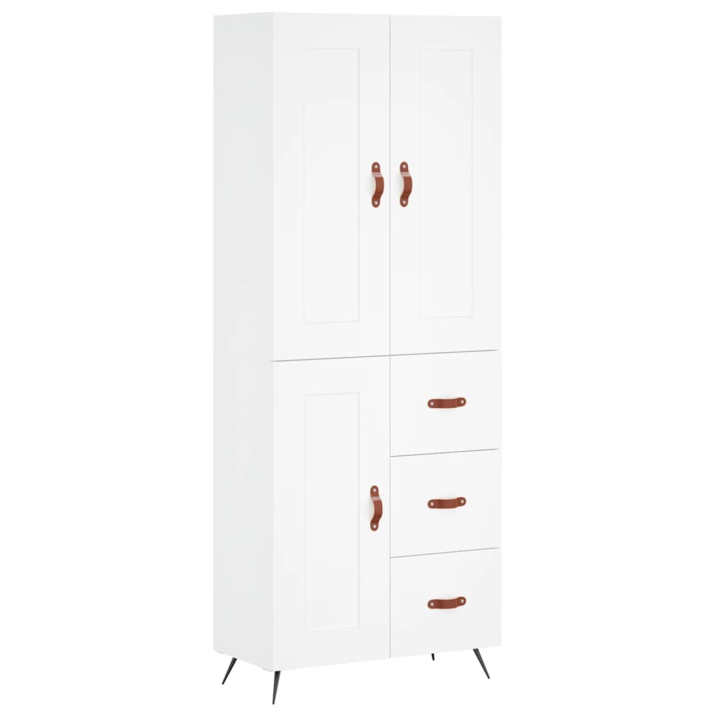 Visoka komoda bijela 69,5x34x180 cm konstruirano drvo