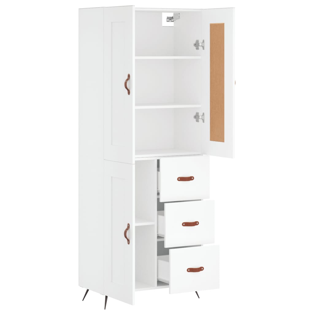 Visoka komoda bijela 69,5x34x180 cm konstruirano drvo