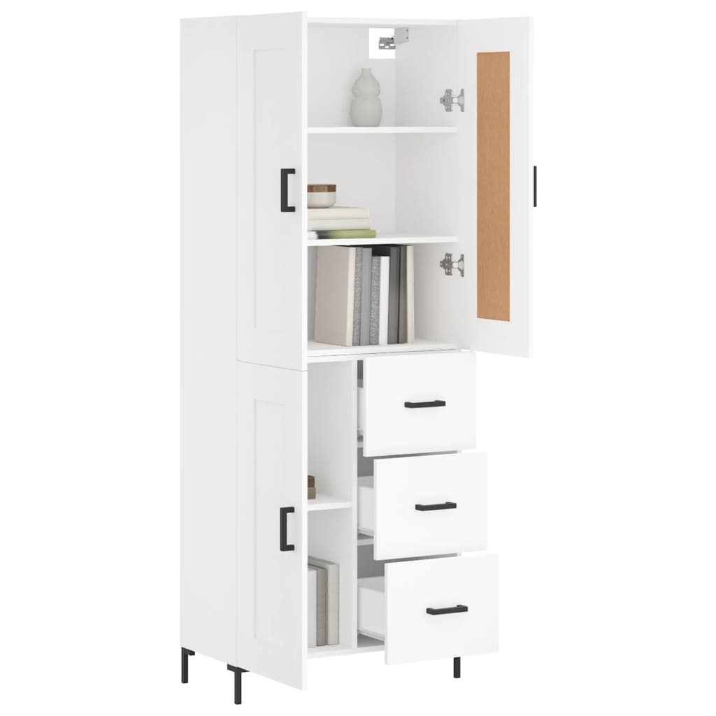 Visoka komoda bijela 69,5x34x180 cm konstruirano drvo