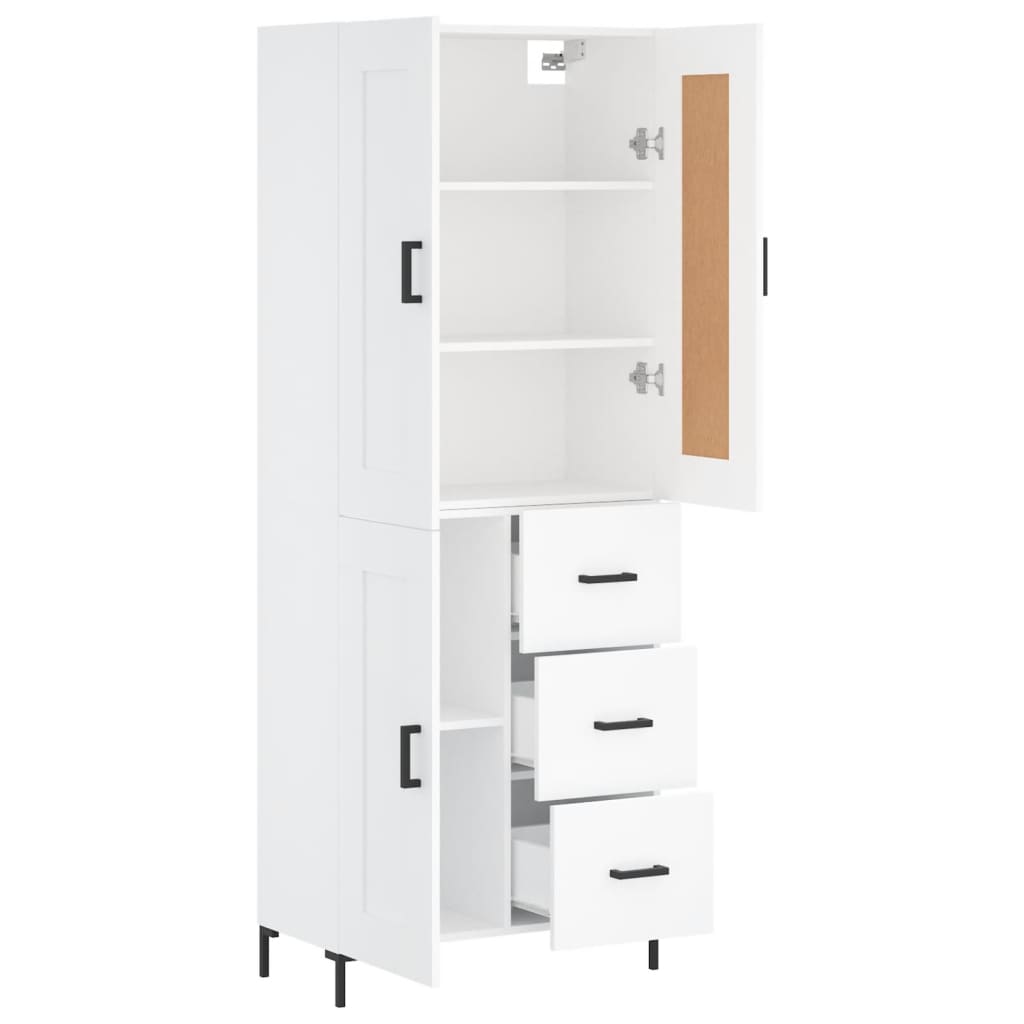 Visoka komoda bijela 69,5x34x180 cm konstruirano drvo