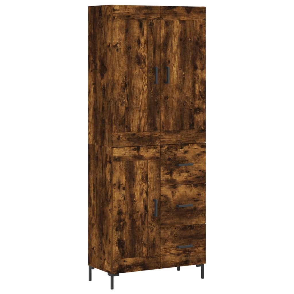 Visoka komoda dimljeni hrast 69,5x34x180 cm konstruiranog drva