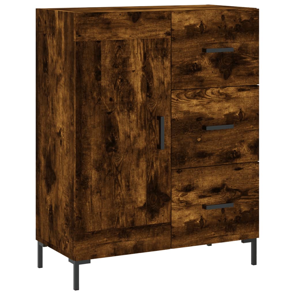 Visoka komoda dimljeni hrast 69,5x34x180 cm konstruiranog drva