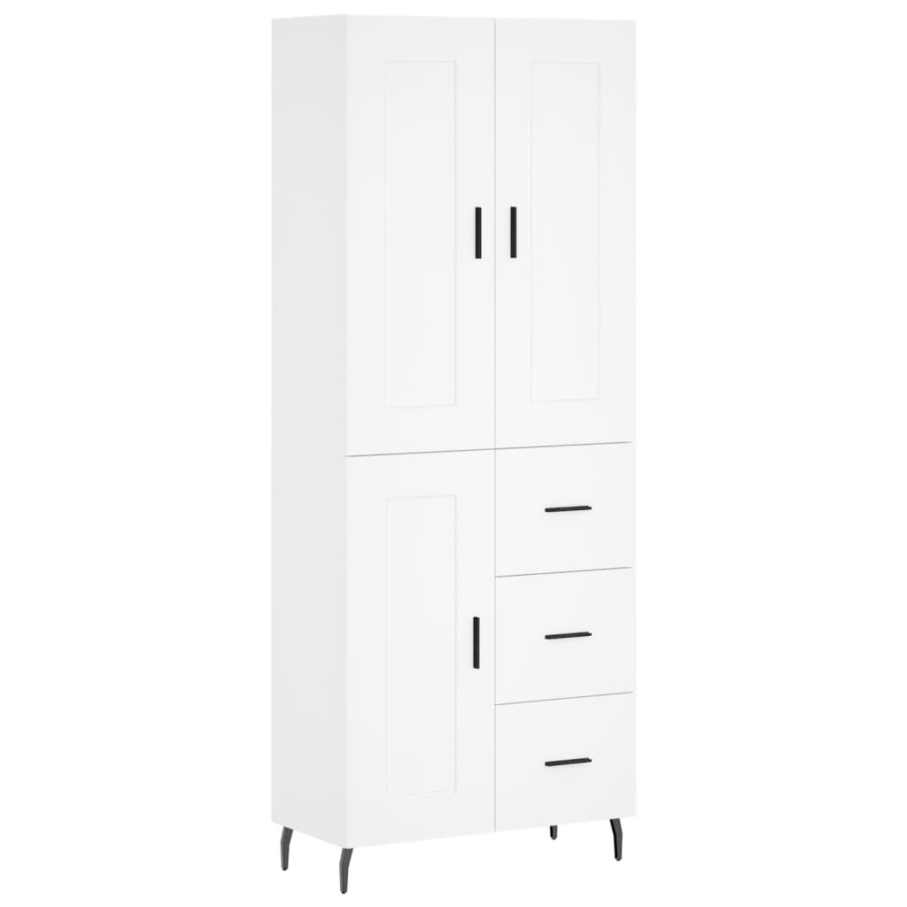 Visoka komoda bijela 69,5x34x180 cm konstruirano drvo