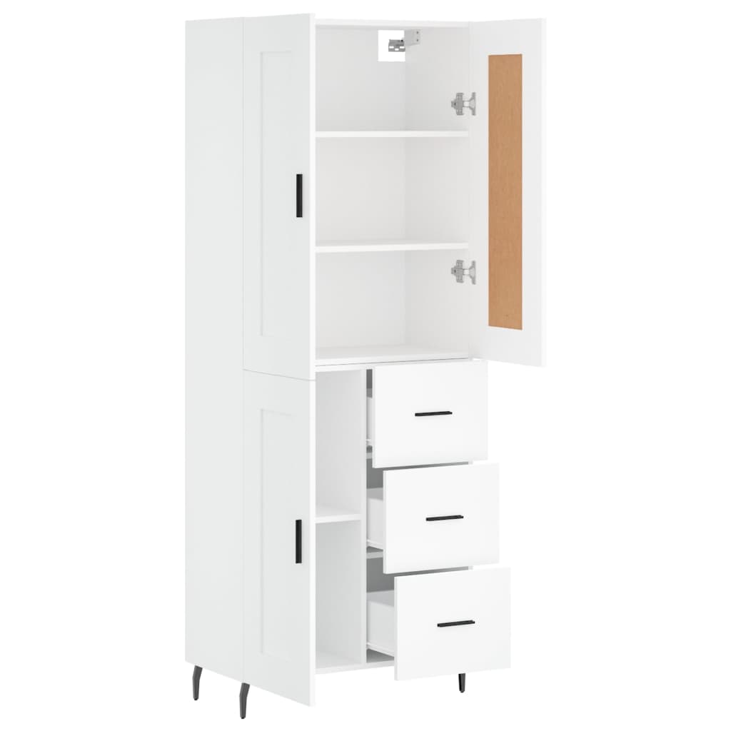 Visoka komoda bijela 69,5x34x180 cm konstruirano drvo