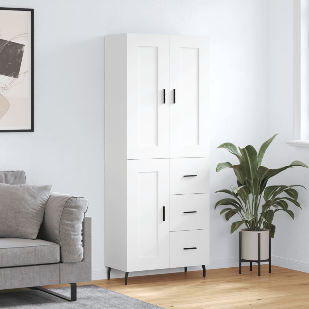 Visoka komoda bijela 69,5x34x180 cm konstruirano drvo