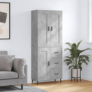 Visoka komoda siva betona 69,5x34x180 cm od konstruiranog drva