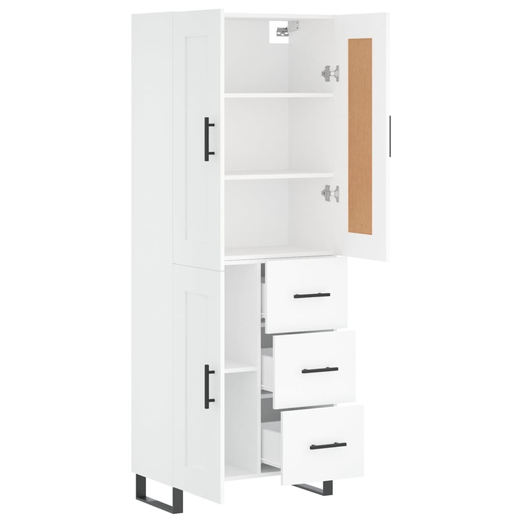 Visoka komoda bijela 69,5x34x180 cm konstruirano drvo
