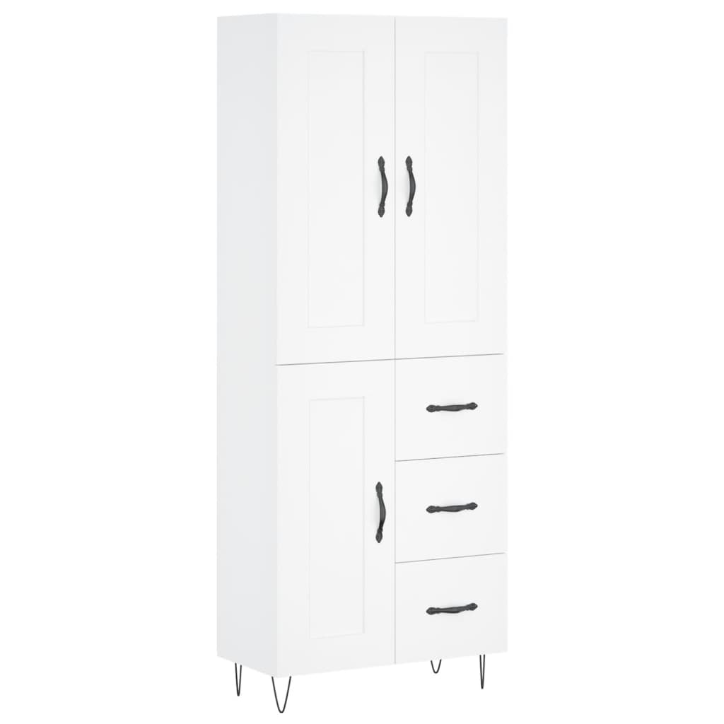 Visoka komoda bijela 69,5x34x180 cm konstruirano drvo