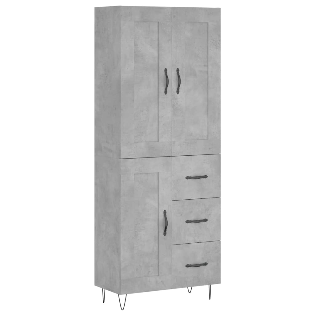 Visoka komoda siva betona 69,5x34x180 cm od konstruiranog drva