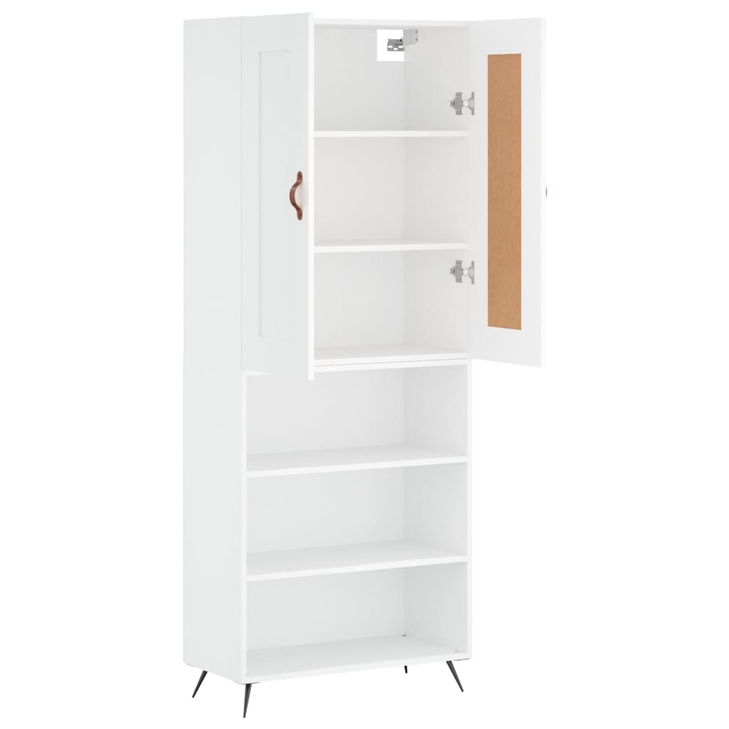 Visoka komoda bijela 69,5x34x180 cm konstruirano drvo