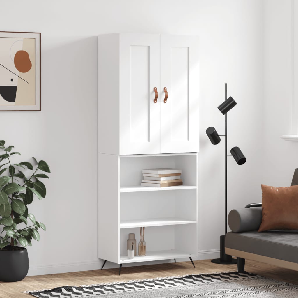 Visoka komoda bijela 69,5x34x180 cm konstruirano drvo