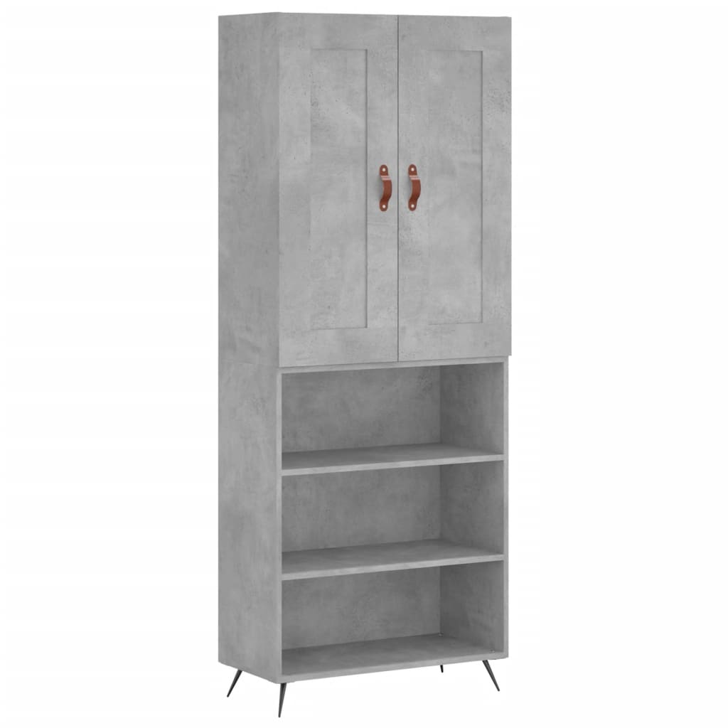 Visoka komoda siva betona 69,5x34x180 cm od konstruiranog drva