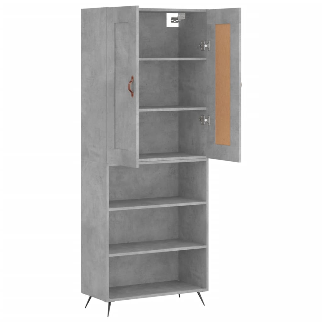 Visoka komoda siva betona 69,5x34x180 cm od konstruiranog drva
