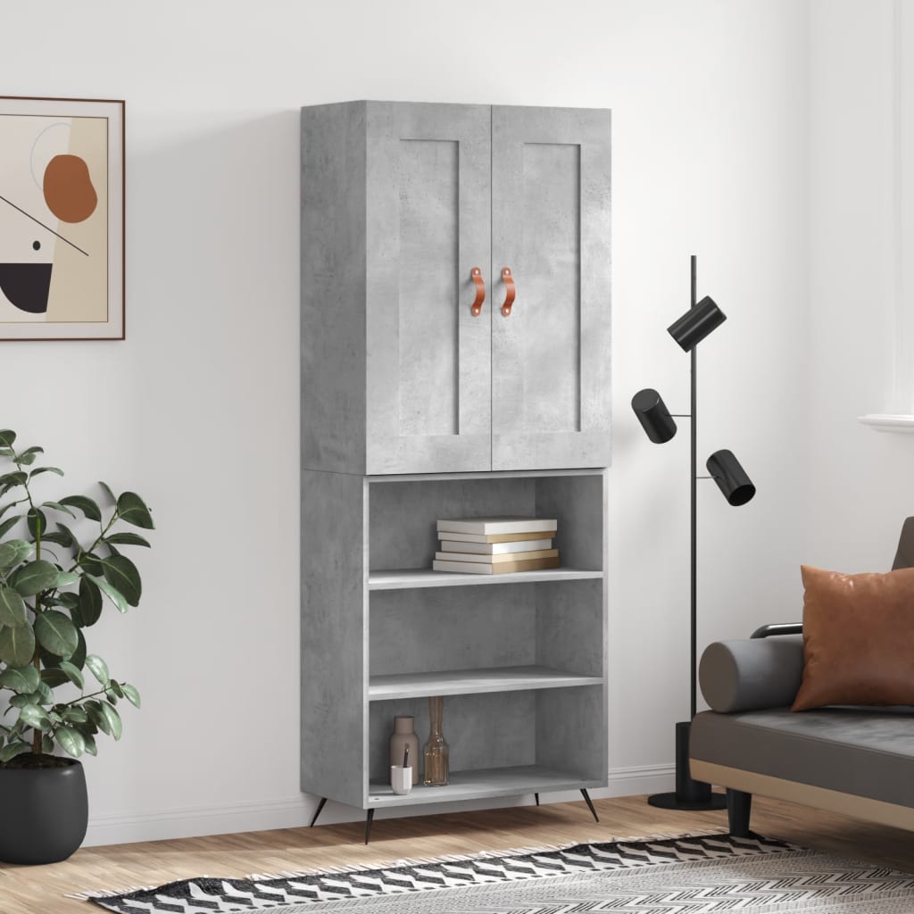 Visoka komoda siva betona 69,5x34x180 cm od konstruiranog drva