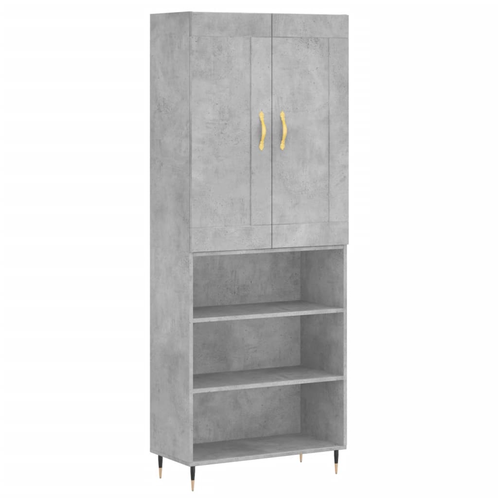 Visoka komoda siva betona 69,5x34x180 cm od konstruiranog drva