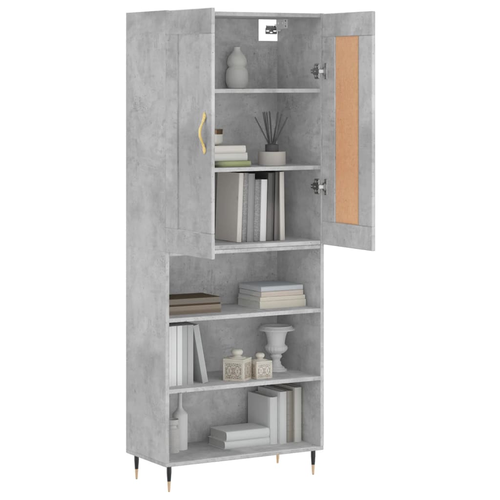Visoka komoda siva betona 69,5x34x180 cm od konstruiranog drva