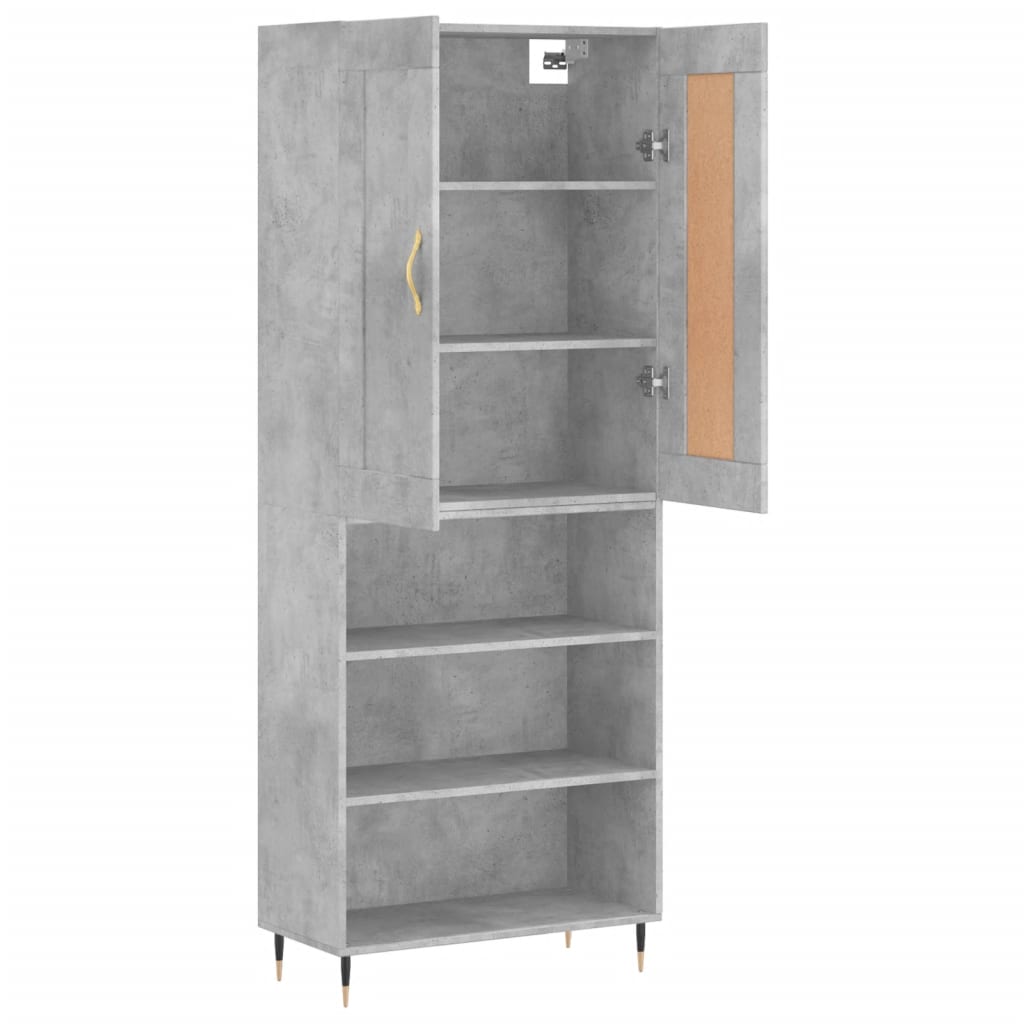 Visoka komoda siva betona 69,5x34x180 cm od konstruiranog drva