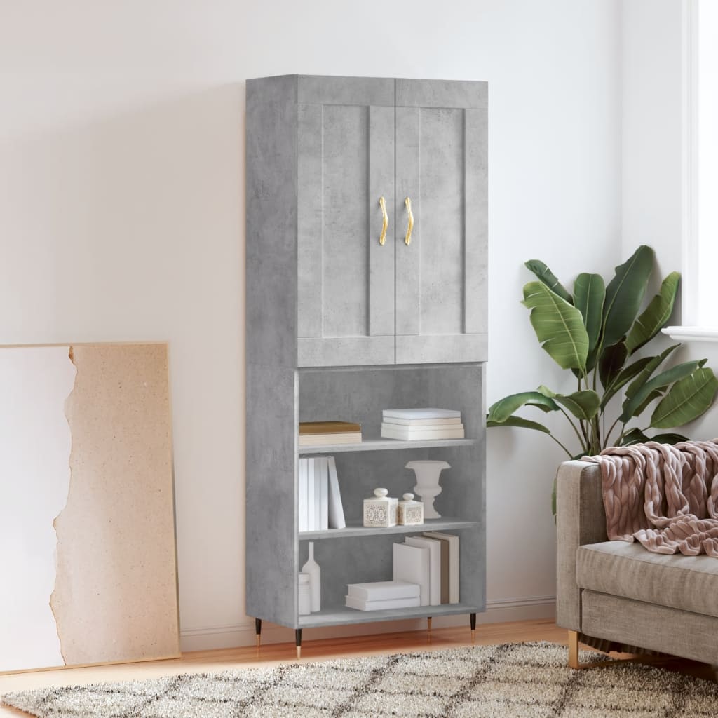 Visoka komoda siva betona 69,5x34x180 cm od konstruiranog drva