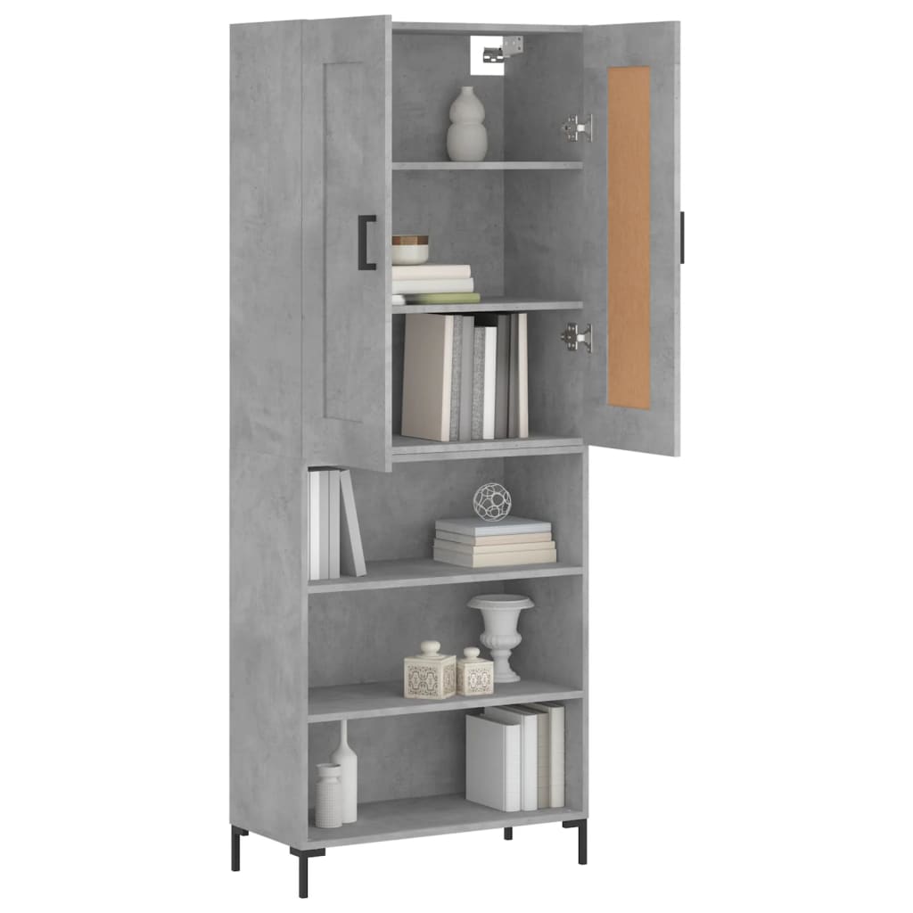 Visoka komoda siva betona 69,5x34x180 cm od konstruiranog drva