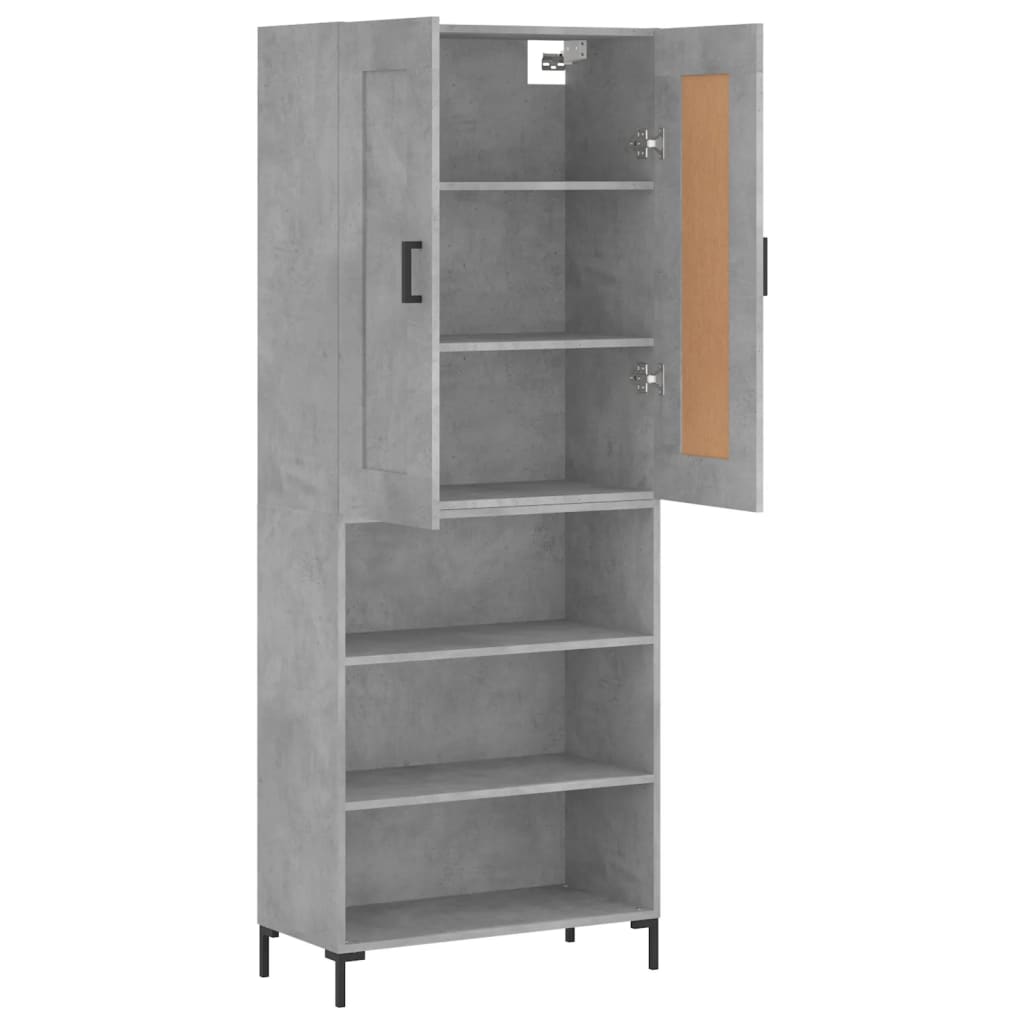 Visoka komoda siva betona 69,5x34x180 cm od konstruiranog drva